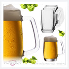 PLATINUX Kufel do piwa z uchwytem Zestaw 6-częściowy 300ml (maks. 375ml) Szklany kufel do piwa