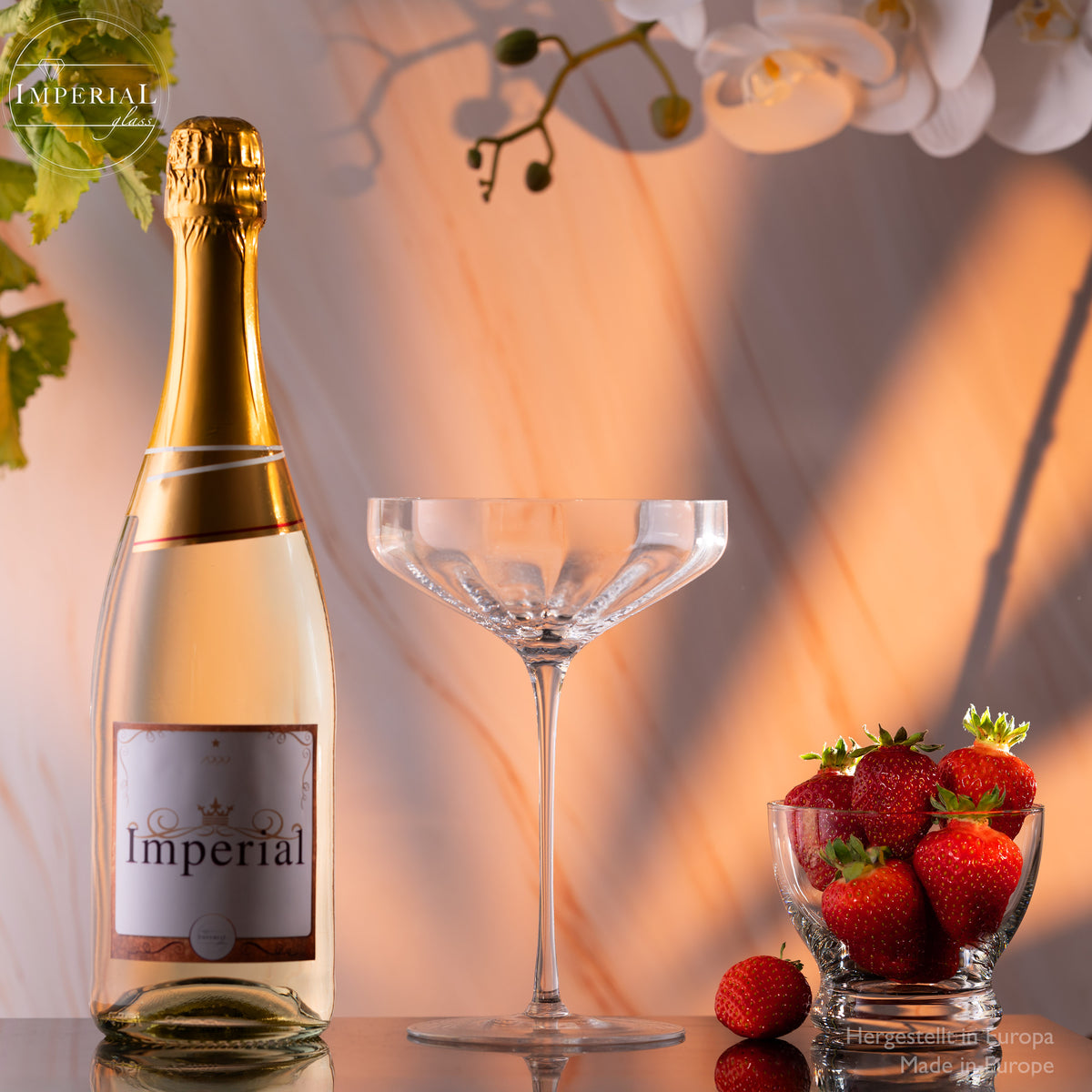IMPERIAL glass große Sektschalen gewellt 320ml Set 6-Teilig "Cali" Champagnergläser aus Crystalline Glas Handmade