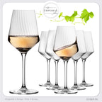 IMPERIAL glass Weißweingläser 460ml "London" Set 6-Teilig geriffelte Weingläser aus Crystalline Glas