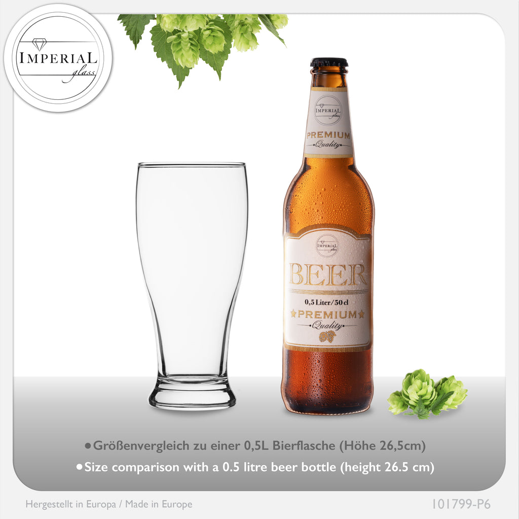 IMPERIAL glass Weizengläser aus Crystalline Glas 500ml (max. 550ml) Set 6 Stück Biergläser 0,7L