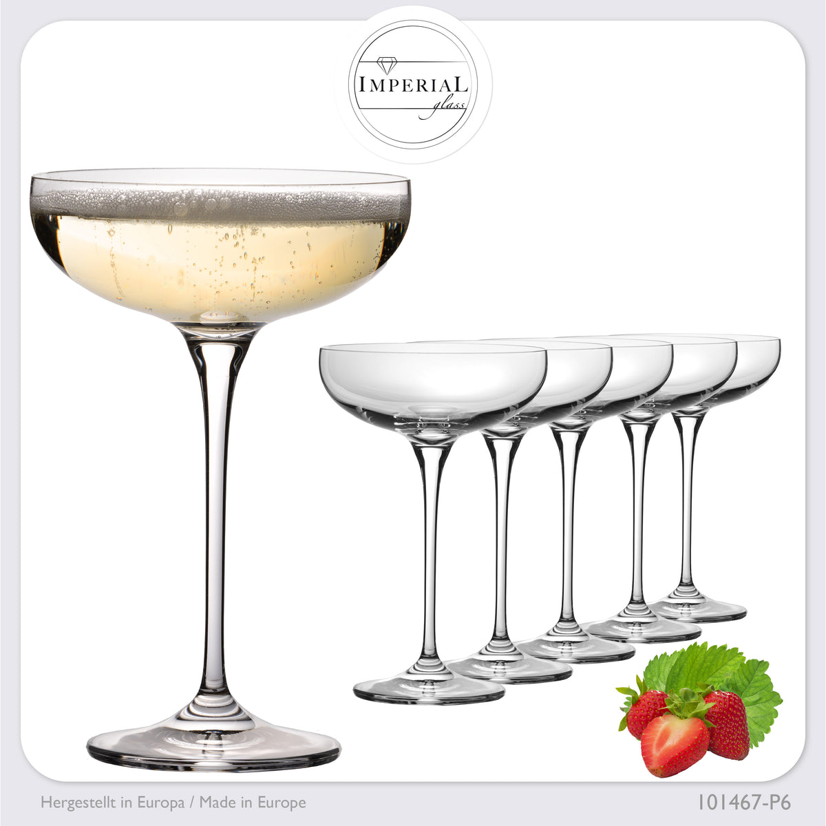 IMPERIAL glass Sektschalen 220ml "Havanna" Champagnergläser Set 6-Teilig Sektgläser aus Crystalline Glas