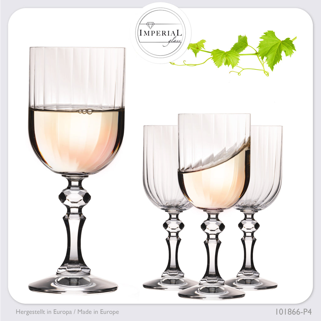 IMPERIAL glass Geriffelte Weingläser 320ml "Prag" Set 4-Teilig Weißweingläser aus Crystalline Glas
