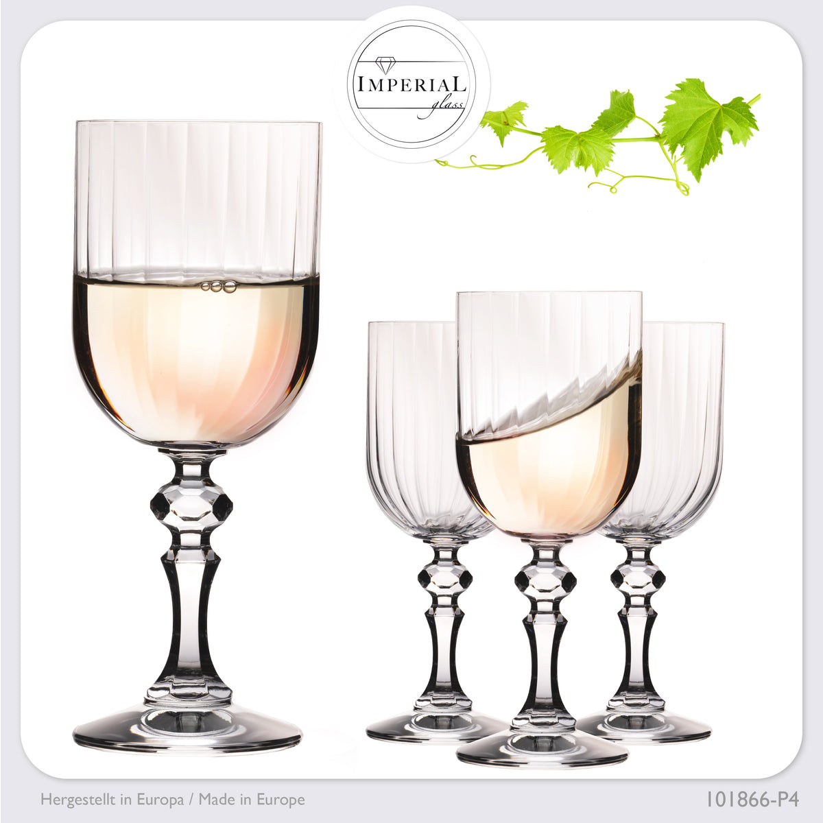 IMPERIAL glass Geriffelte Weingläser 320ml "Prag" Set 4-Teilig Weißweingläser aus Crystalline Glas
