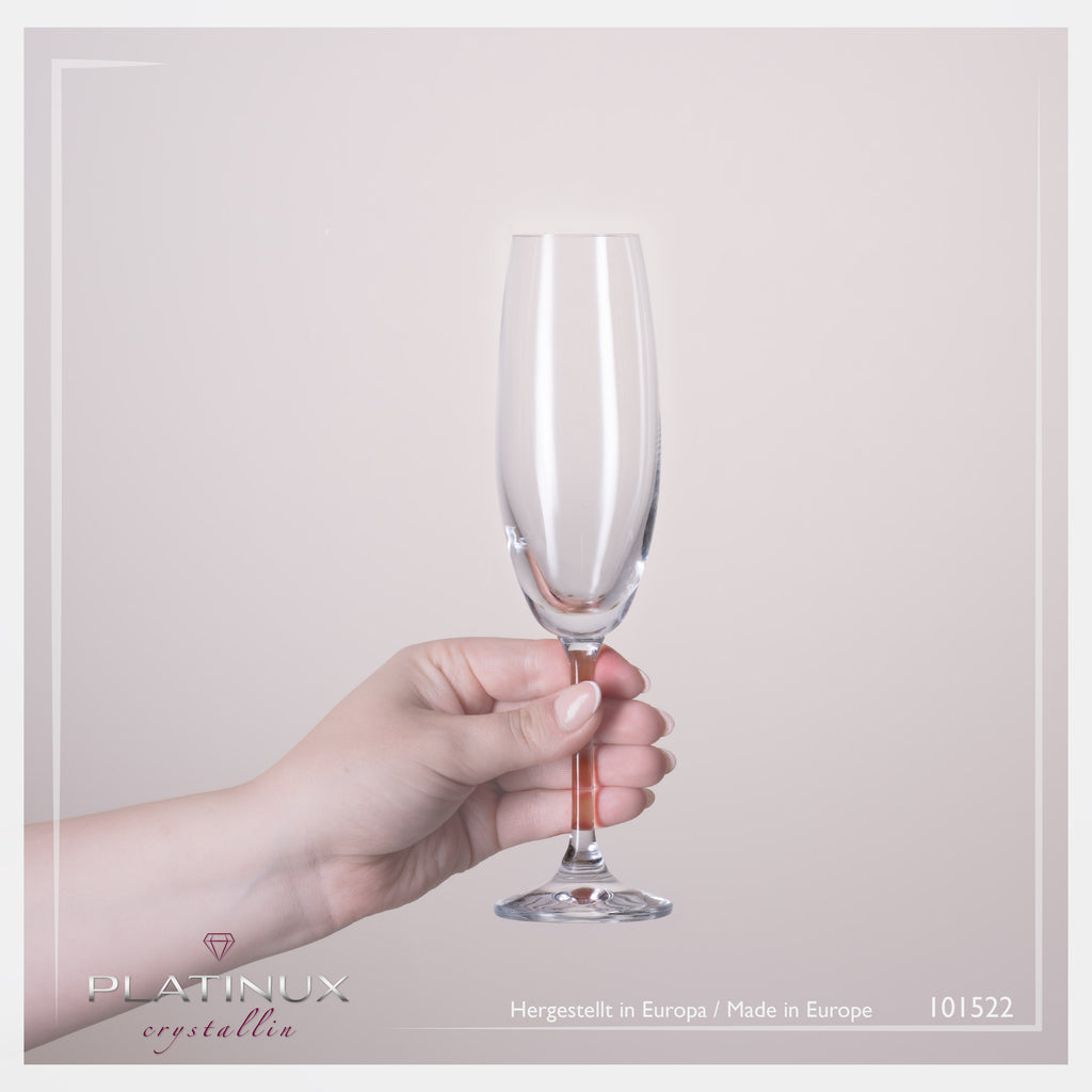 PLATINUX Kieliszki do szampana 170 ml (maks. 200 ml) kielichy do szampana ze szkła krystalicznego, zestaw 2-częściowy, można myć w zmywarce