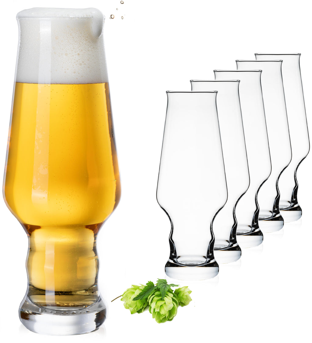 PLATINUX Wysokie szklanki do piwa 400 ml (maks. 490 ml) Zestaw 6-częściowy Szklanki do piwa pszenicznego 0,4 L