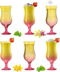 PLATINUX Kieliszki koktajlowe żółto-różowe szklane zestaw 6 sztuk 400ml (max.470ml) Szklanki do long drinków duże