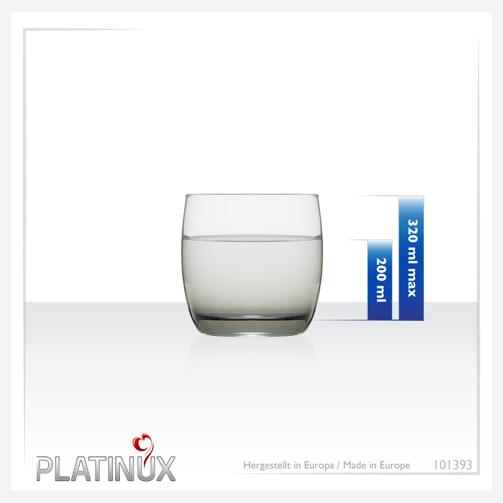 PLATINUX Eleganckie szklanki do napojów Szklane Czarne Ombré 200ml (max. 320ml) Zestaw 6 sztuk mały