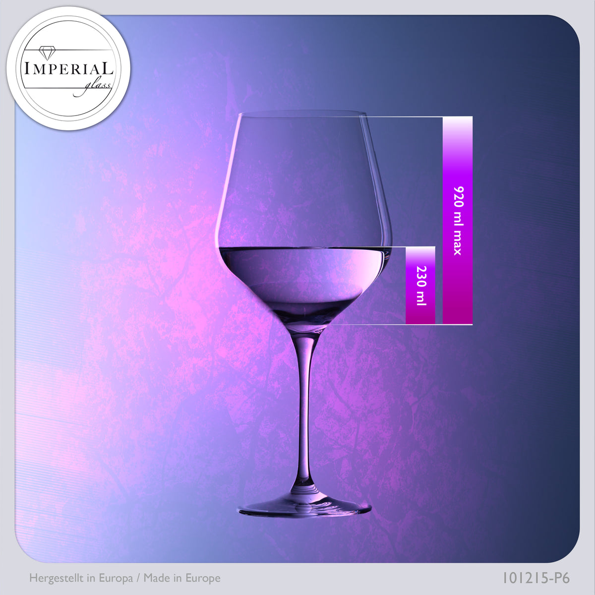 IMPERIAL glass Große Rotweingläser 920ml Set 6-Teilig "Sydney" Burgundergläser aus Crystalline Glas Weinglas Spülmaschinenfest