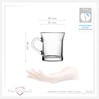 PLATINUX Szklanki do kawy z uchem, szklane 220ml (maks. 280ml) Zestaw 6 sztuk Szklanki do herbaty