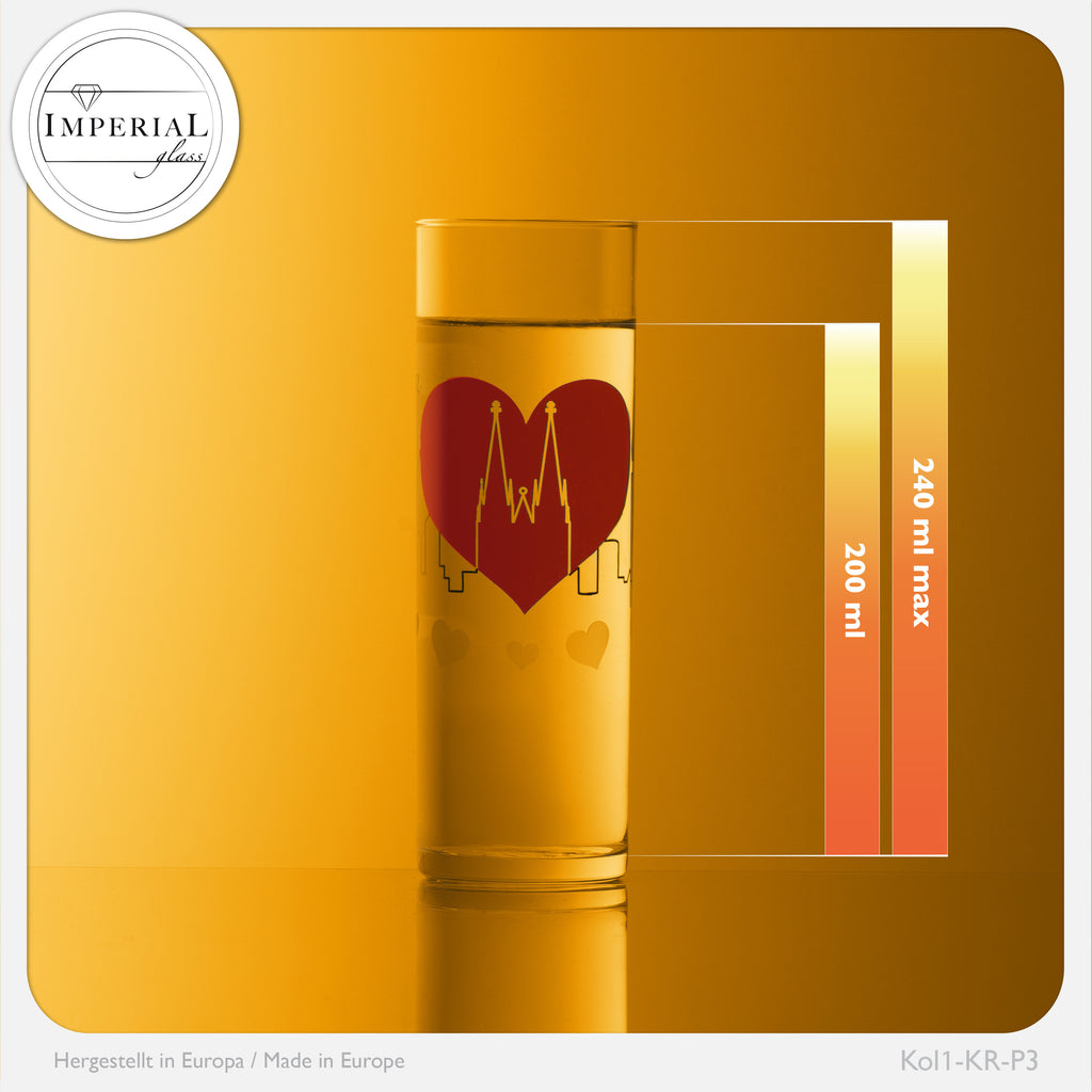 IMPERIAL glass Kölschgläser mit Kölner Dom Motiven Set 3-Teilig 200ml (max. 240ml) Kölschstangen aus Glas