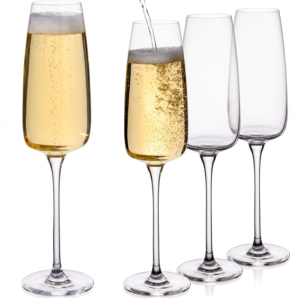 IMPERIAL glass Kanciaste kieliszki do szampana 270ml Zestaw 4 kieliszków do szampana i prosecco ze szkła krystalicznego Seria "Milano" można myć w zmywarce