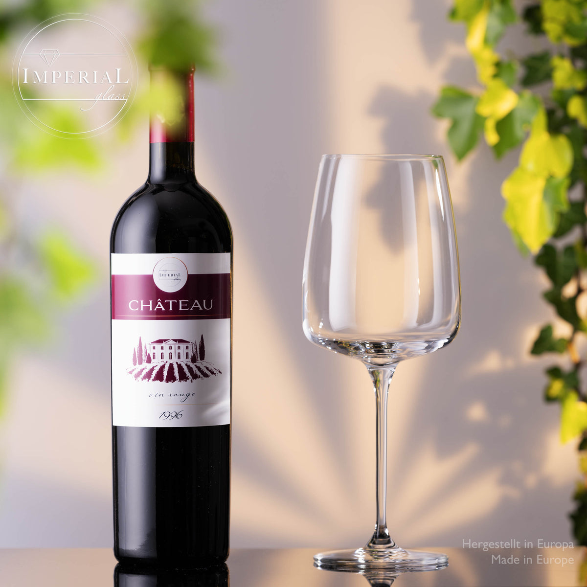 IMPERIAL glass Große eckige Rotweingläser 600ml Set 4-Teilig "Milano" Burgundergläser aus Crystalline Glas Spülmaschinenfest