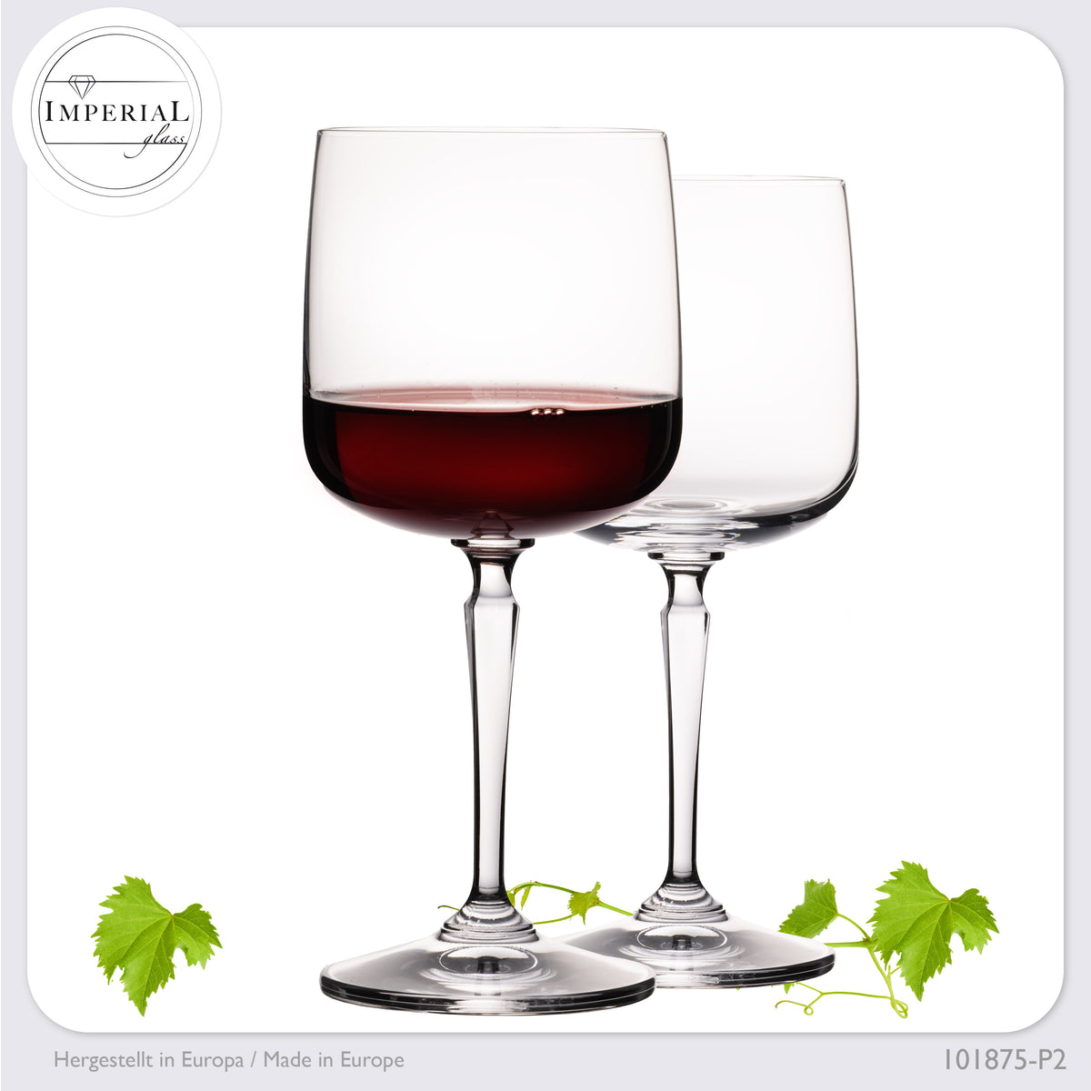 IMPERIAL glass Eckige Weingläser 380ml Set 2-Teilig "Rio" Rotweingläser aus Crystalline Glas