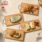 FALKENBERGER Frühstücksbrettchen 10er Set massive Buche, 24 × 14 × 1,6 cm Handgefertigt