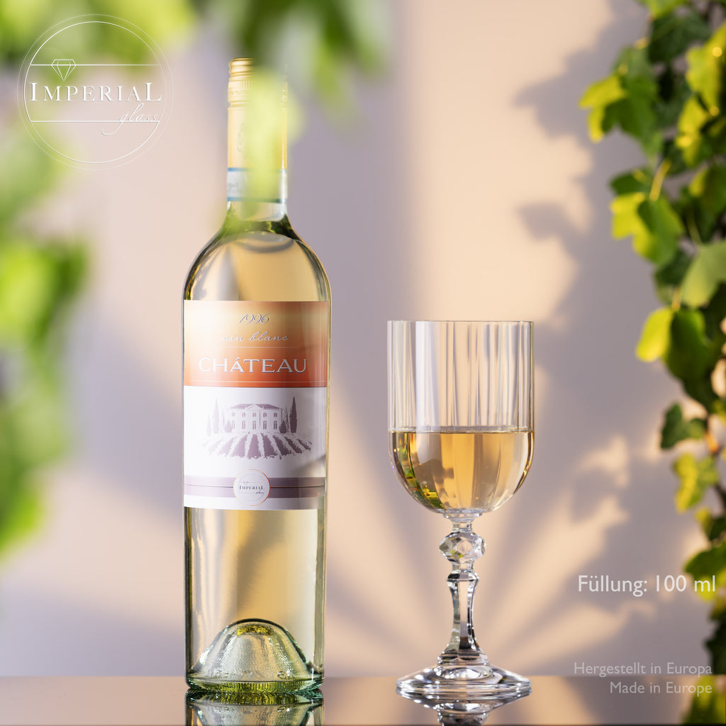 IMPERIAL glass Geriffelte Weingläser 320ml "Prag" Set 4-Teilig Weißweingläser aus Crystalline Glas