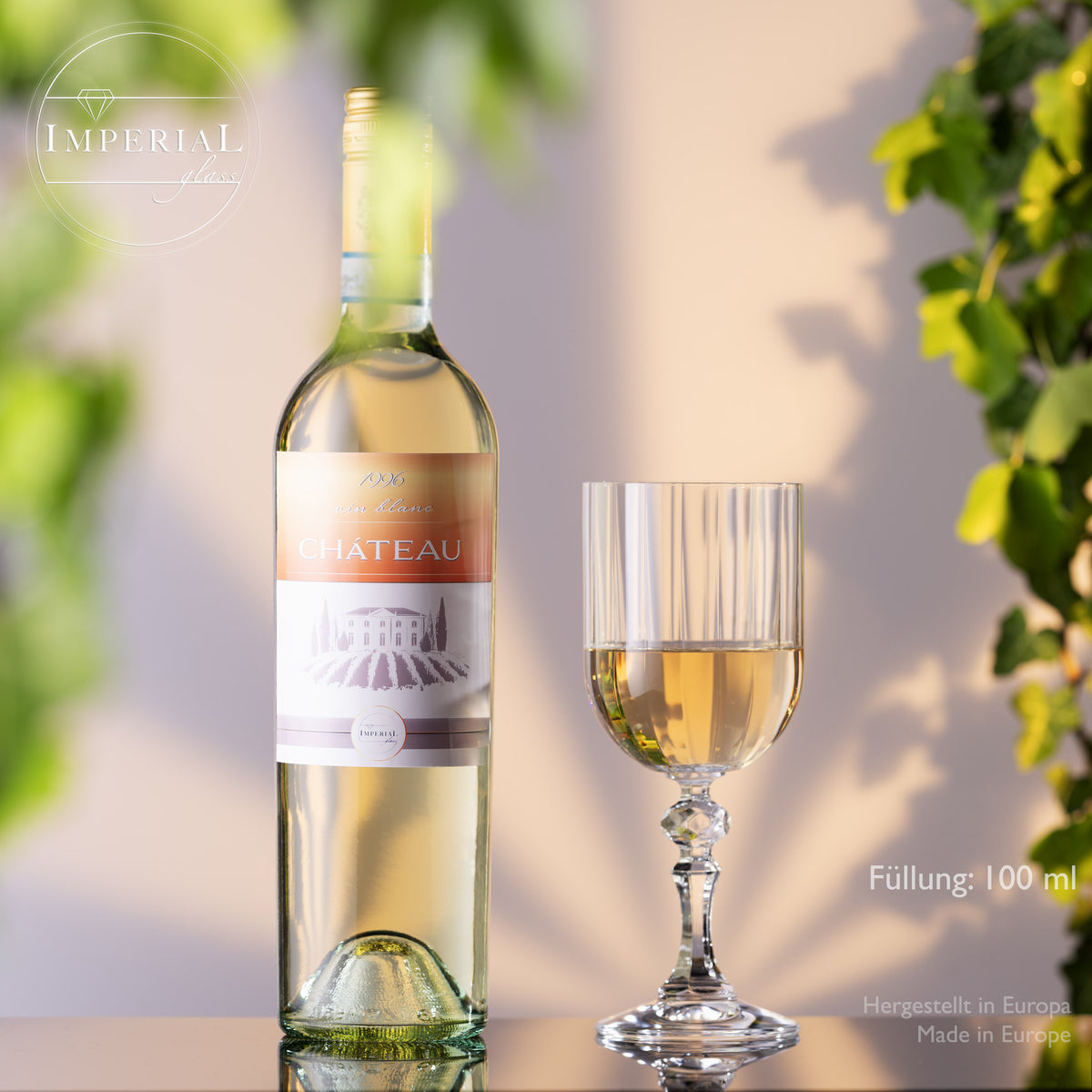 IMPERIAL glass Geriffelte Weingläser 320ml "Prag" Set 4-Teilig Weißweingläser aus Crystalline Glas