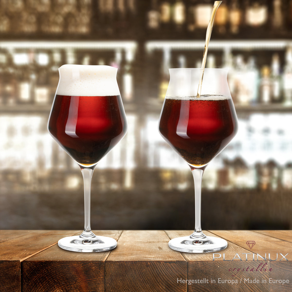PLATINUX Szklanki do piwa Eleganckie 400ml (max. 460ml) Zestaw 6 szklanek do piwa typu tulipan ze szkła kryształowego