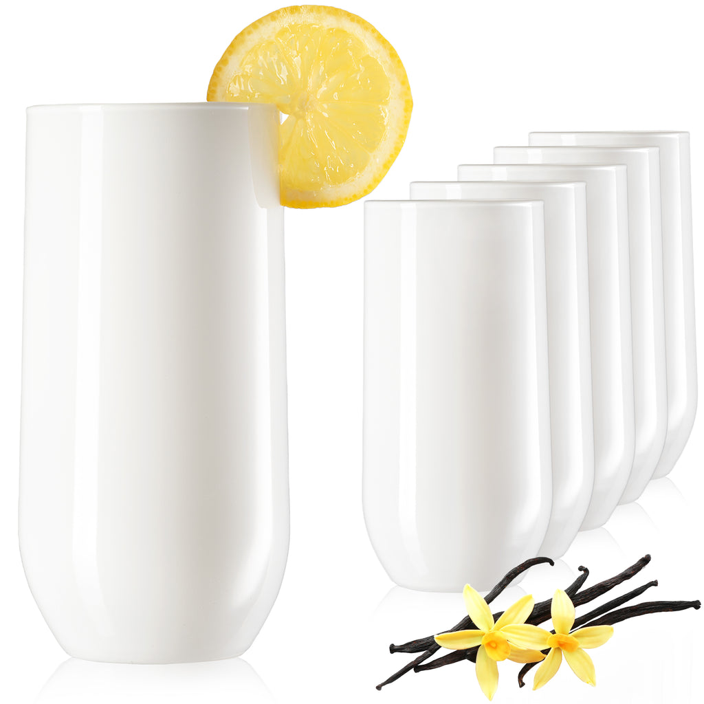 PLATINUX Eleganckie białe szklanki do picia 360ml (max. 440ml) Zestaw 6-częściowy Szklanki do wody