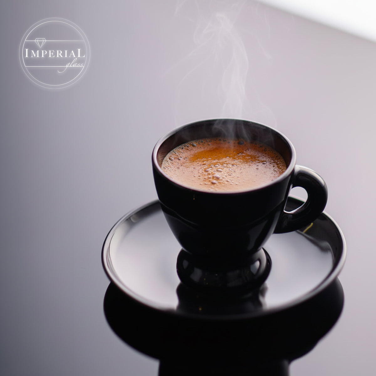 PLATINUM Zestaw filiżanek do espresso – 6 czarnych szklanek do espresso ze spodkami szklanymi 93 ml – szklanki do kawy, filiżanki do kawy