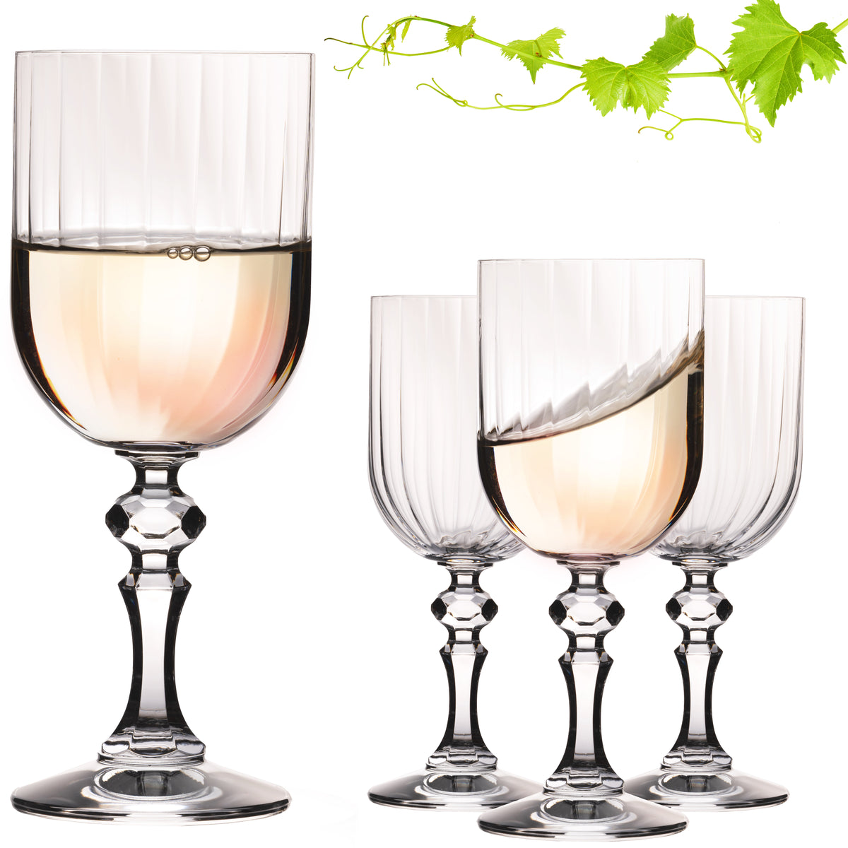IMPERIAL glass Geriffelte Weingläser 320ml "Prag" Set 4-Teilig Weißweingläser aus Crystalline Glas