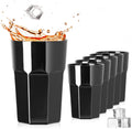 PLATINUX Szklanki Czarne Szklane Zestaw 6 Sztuk 210ml (max.270ml) Szklanki do wody Szklanki do soku