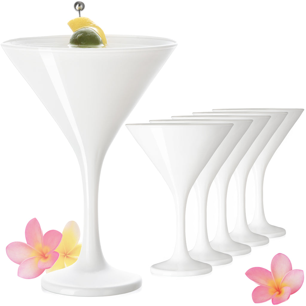 PLATINUX Białe kieliszki do martini 150 ml, zestaw 6 szklanek do koktajli