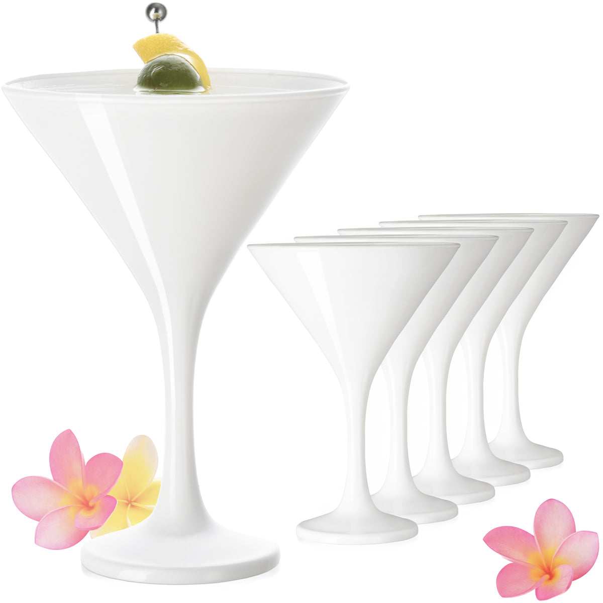 PLATINUX Białe kieliszki do martini 150 ml, zestaw 6 szklanek do koktajli