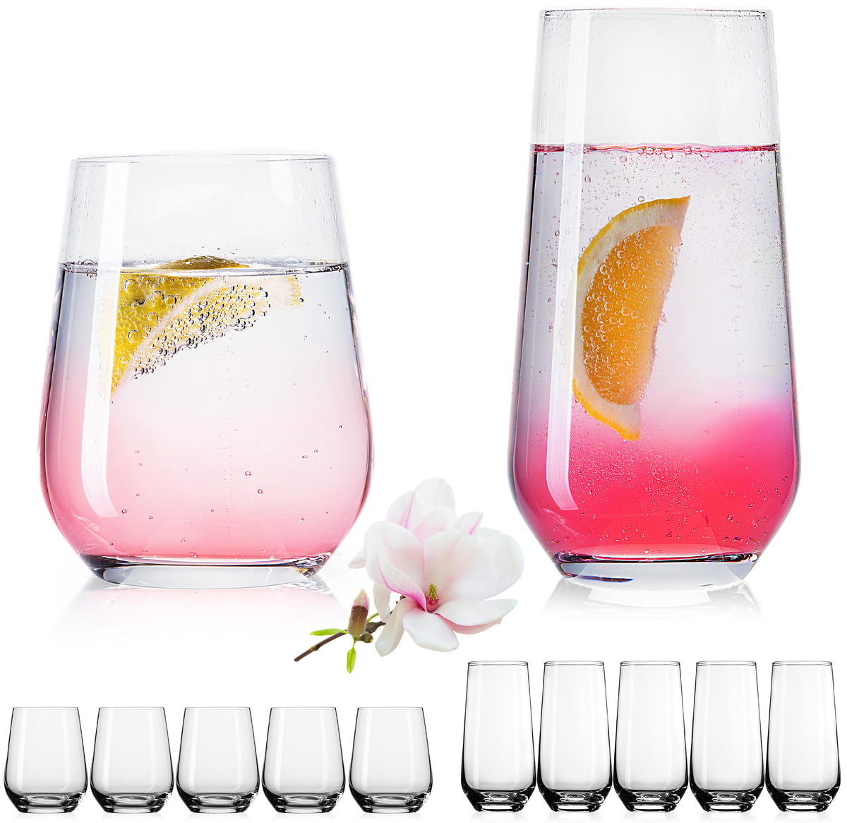 IMPERIAL glass Trinkgläser aus Glas 450ml & 520ml Set 12-Teilig Getränkeglas Wassergläser