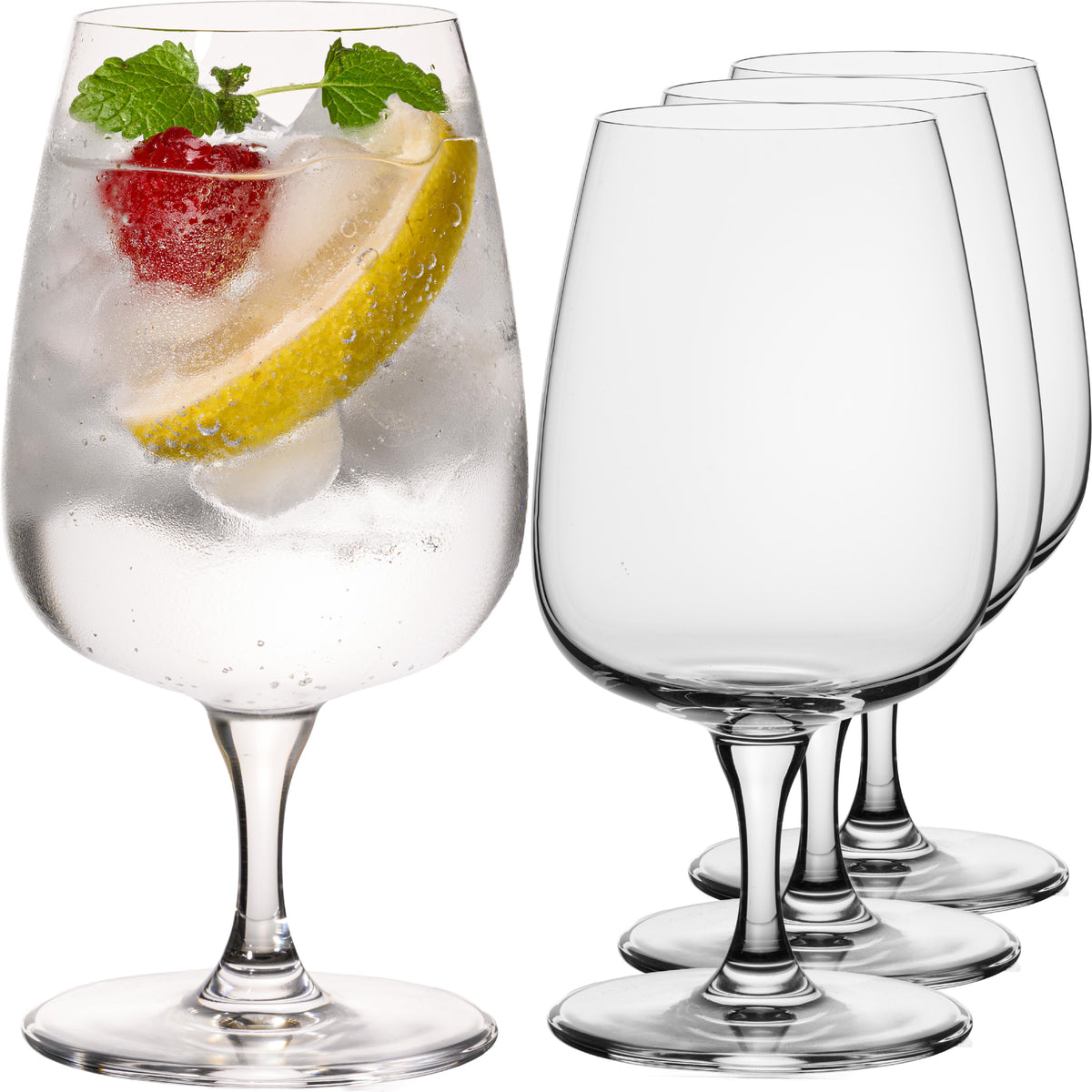 IMPERIAL glass eckige Wassergläser mit Stiel 4er Set aus Crystalline Glas 330ml "Milano" Spülmaschinenfest