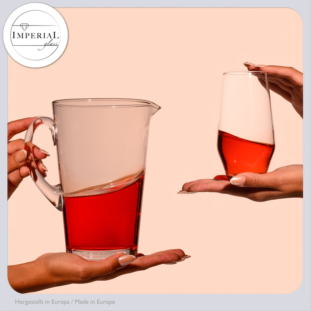 IMPERIAL Karafka i szklanki do napojów z kryształowego szkła "Rom" 1680ml / 520ml ręcznie wykonane