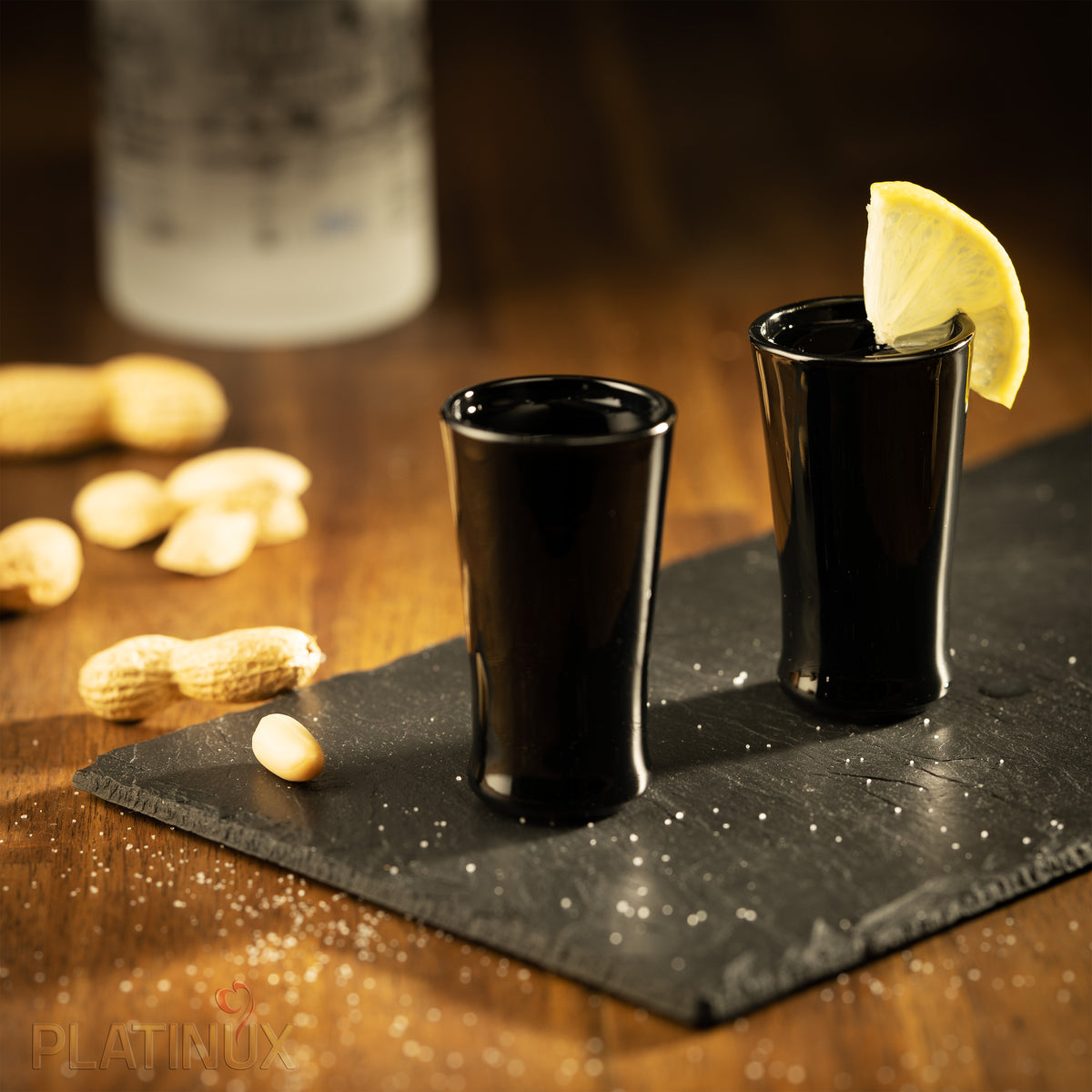 PLATINUM Czarne Szklane Kieliszki do Wódki Zestaw 6 Sztuk Kieliszki Shoty 20ml (max. 30ml)