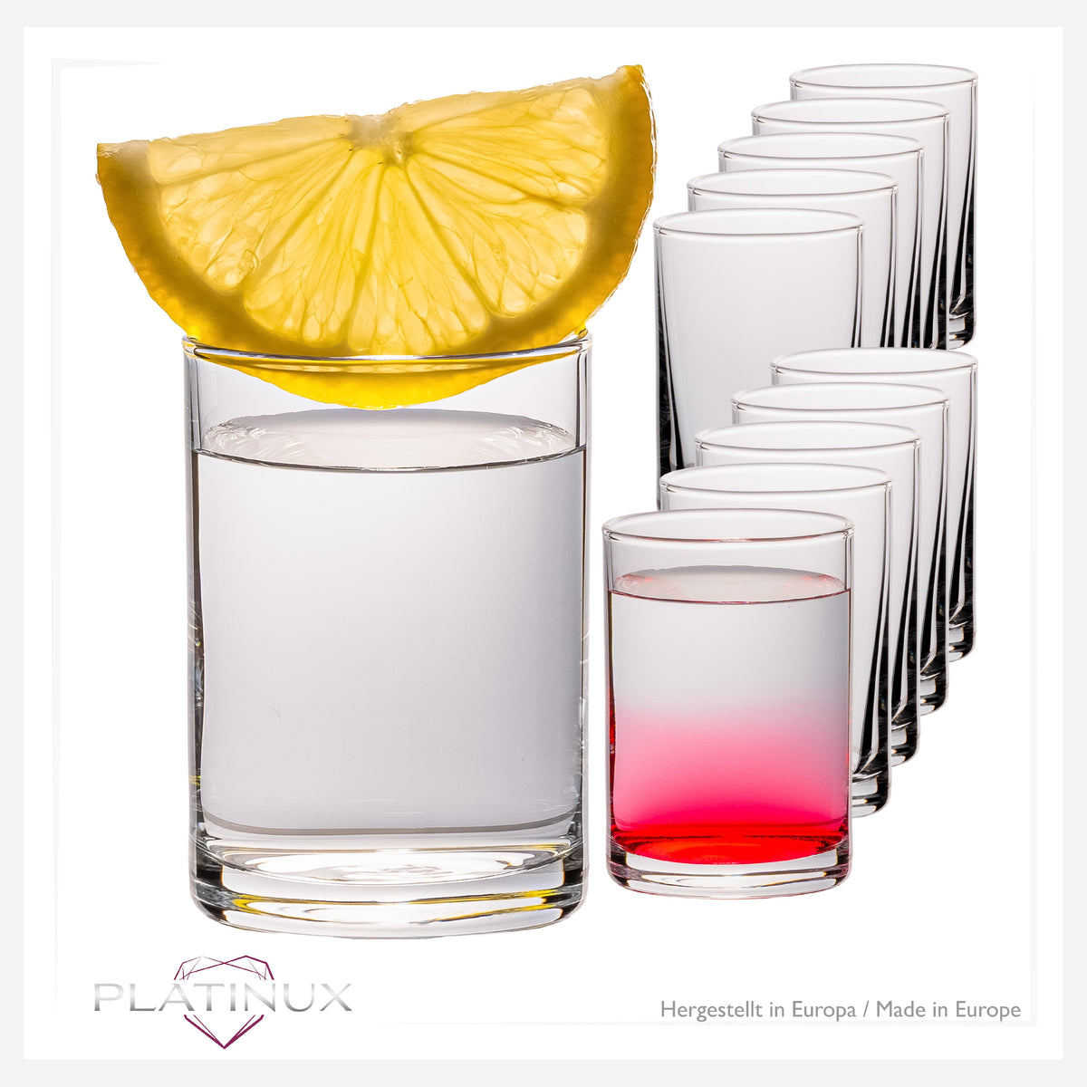 PLATINUX Zestaw 12 kieliszków do shotów - kieliszki do wódki 60ml, przezroczyste, można myć w zmywarce