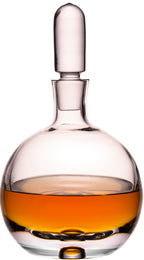IMPERIAL Karafka na likier z kryształowego szkła 600 ml, kulista karafka na alkohol ze szklanym korkiem i pęcherzykiem powietrza w dnie, ręcznie wykonana „Lizbona”