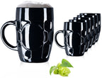 PLATINUX Czarne Szklanki do Piwa 500ml z Uchwytem Zestaw 6 Szklanych Kufli z Ornamentem