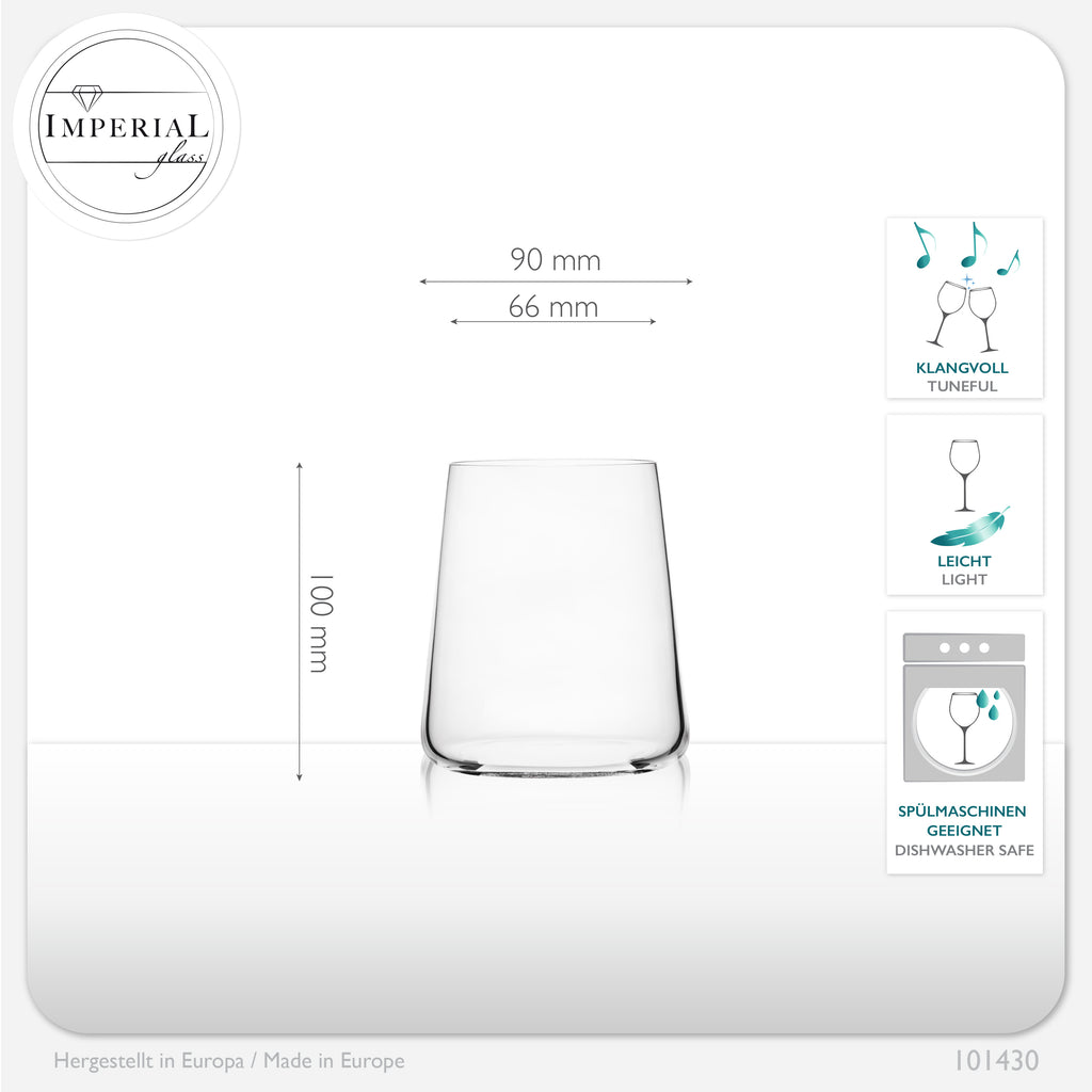 IMPERIAL glass Trinkgläser aus Glas 370ml (max. 450ml) Set 12 Teilig Wassergläser Groß
