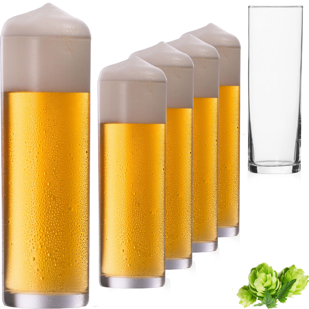 PLATINUX Wysokie szklanki do piwa 200 ml (maks. 240 ml) Zestaw 6-częściowy Szklanki do piwa typu "stange" Szklanki do Kölsch