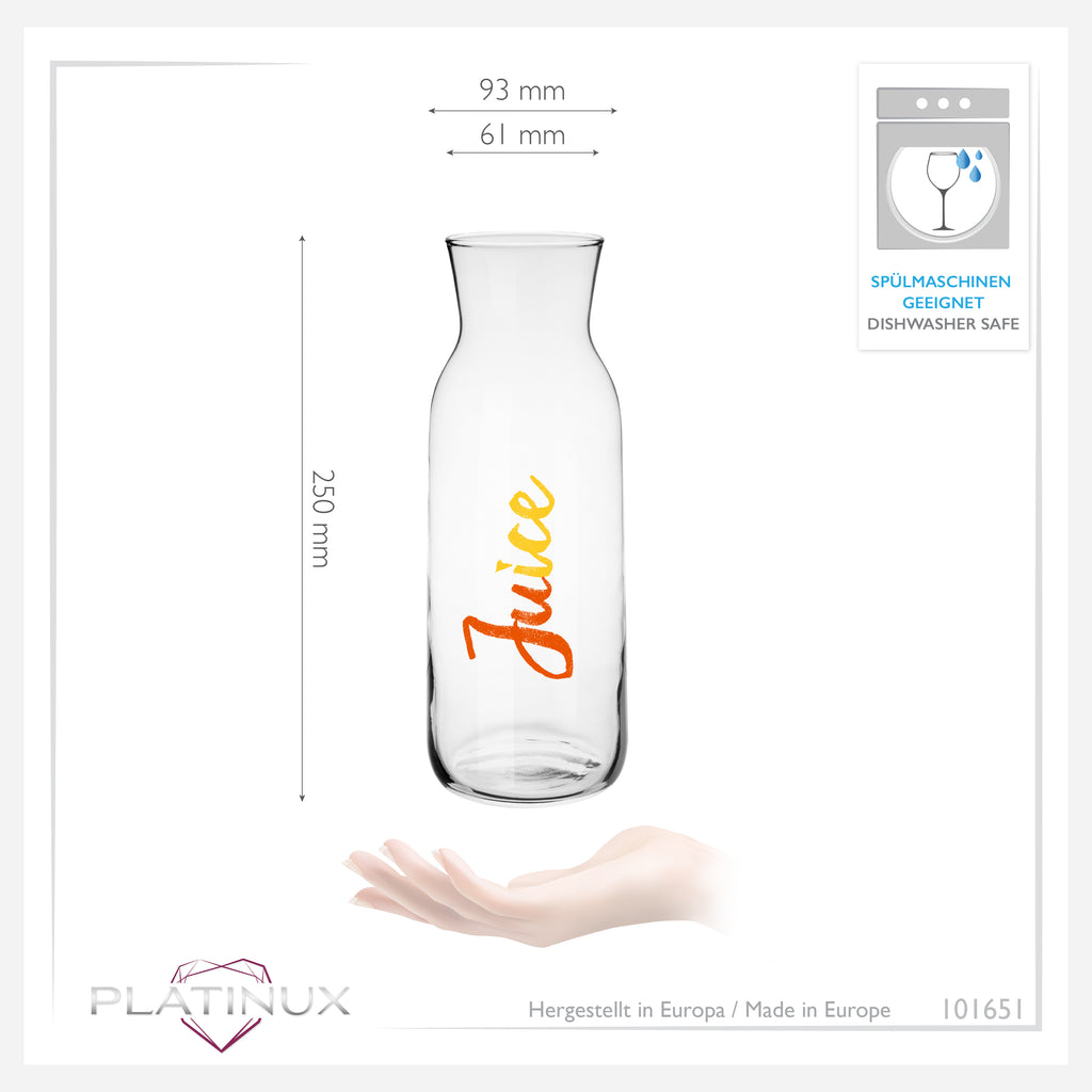 PLATINUX Szklana karafka z nadrukiem Juice 1000ml (maks. 1200ml) ze szkła
