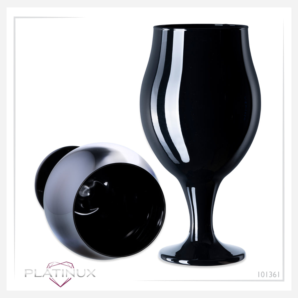 PLATINUX Czarne szklanki do piwa w kształcie tulipana, zestaw 6 sztuk, 450 ml (maks. 550 ml), szklane