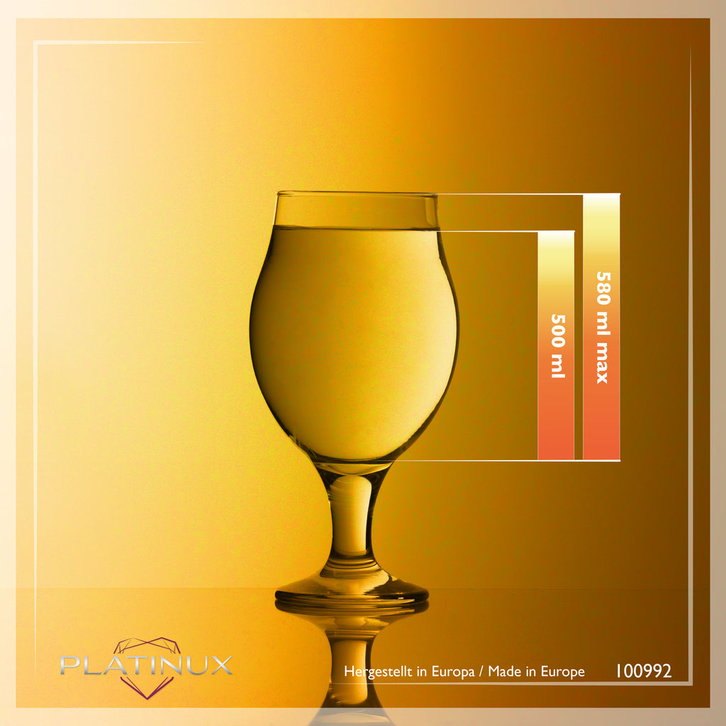 PLATINUX Zestaw 6 szklanek do piwa typu tulipan o pojemności 500 ml (maks. 560 ml) Szklanki do piwa pilzneńskiego Tulipan