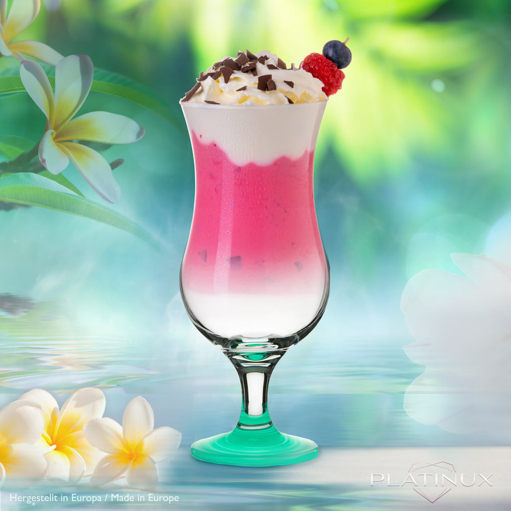 PLATINUX Zestaw 6 szklanek koktajlowych 400ml (maks. 470ml) Szklanki do drinków Szklanki barowe Hurricane Duże (Niebieskie)