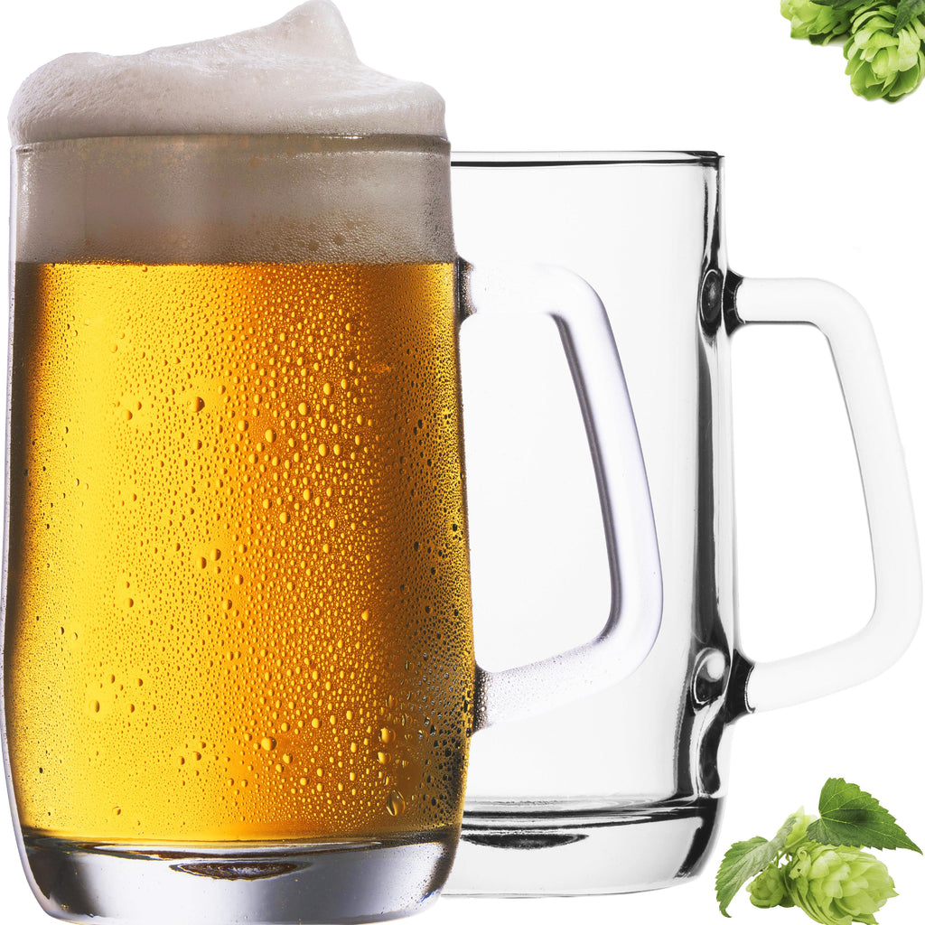 PLATINUX Zestaw dwóch szklanych kufli do piwa z uchem 500ml (maks. 580ml)