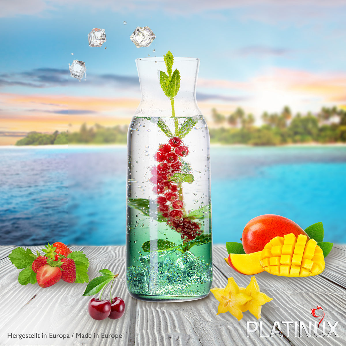 Karafka PLATINUX ze szkła z efektem zielonego ombre, 1 l (maks. 1130 ml)