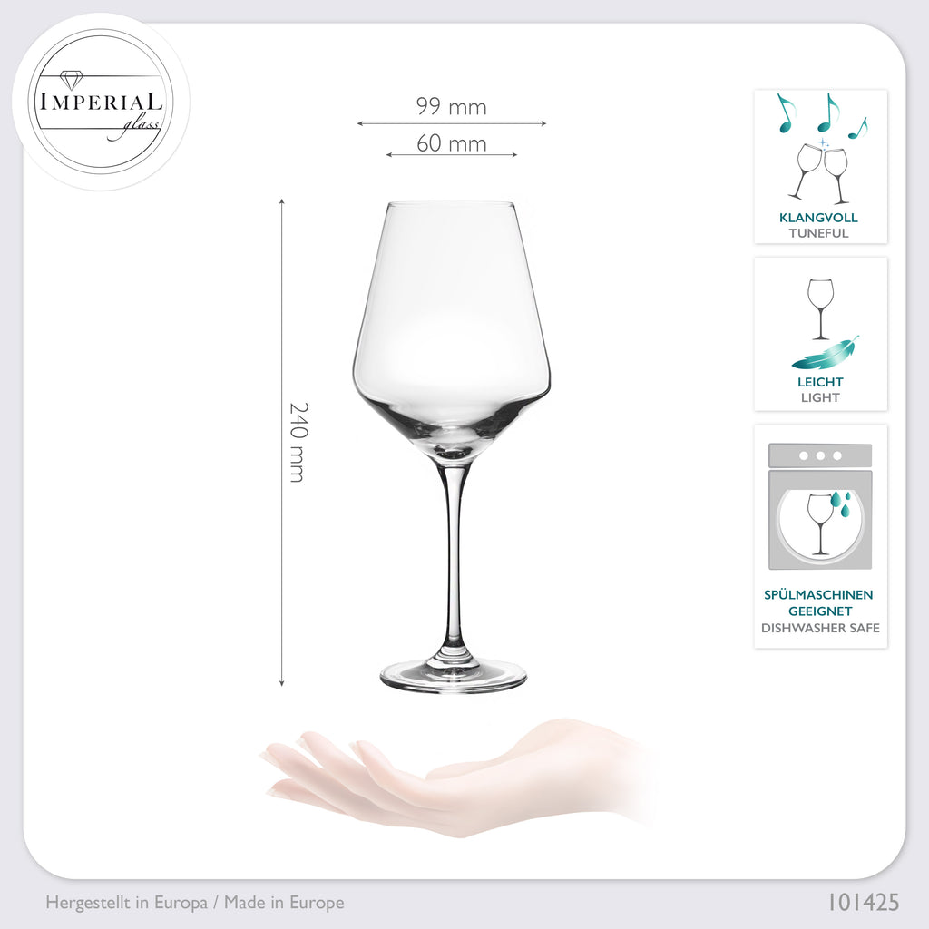 IMPERIAL glass Rotweingläser 580ml Set 2-Teilig "Athen" Bordeauxgläser aus Crystalline Glas Weinglas Spülmaschinenfest