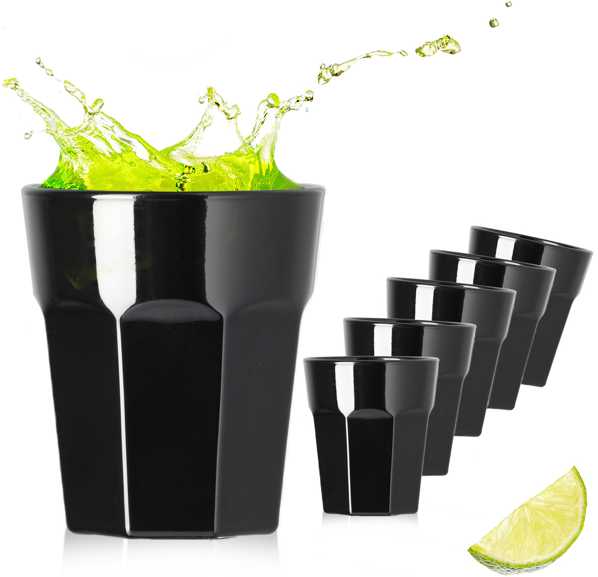 PLATINUX Czarne Kieliszki do Wódki Szklane 30ml (max. 40ml) Zestaw 6 sztuk Kieliszki Shot