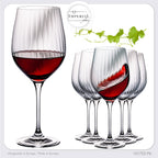 IMPERIAL glass Rotweingläser 450ml "London" Set 6-Teilig geriffelte Weingläser aus Crystalline Glas Universalweingläser