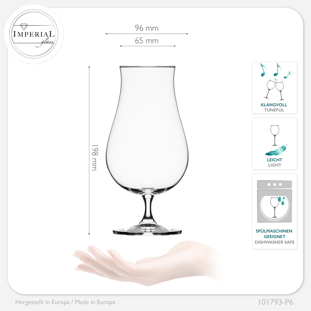 IMPERIAL glass Pilsgläser 500ml (max. 690ml) aus Crystalline Glas Set 6-Teilig