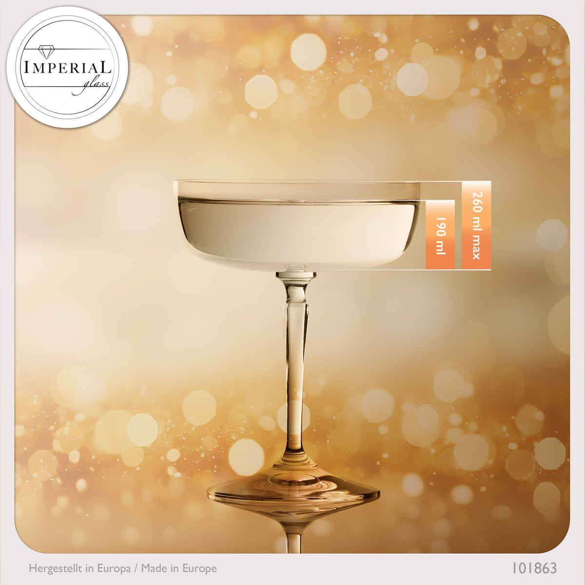 IMPERIAL glass Eckige Sektschalen 260ml Set 4-Teilig "Rio" Champagnergläser aus Crystalline Glas