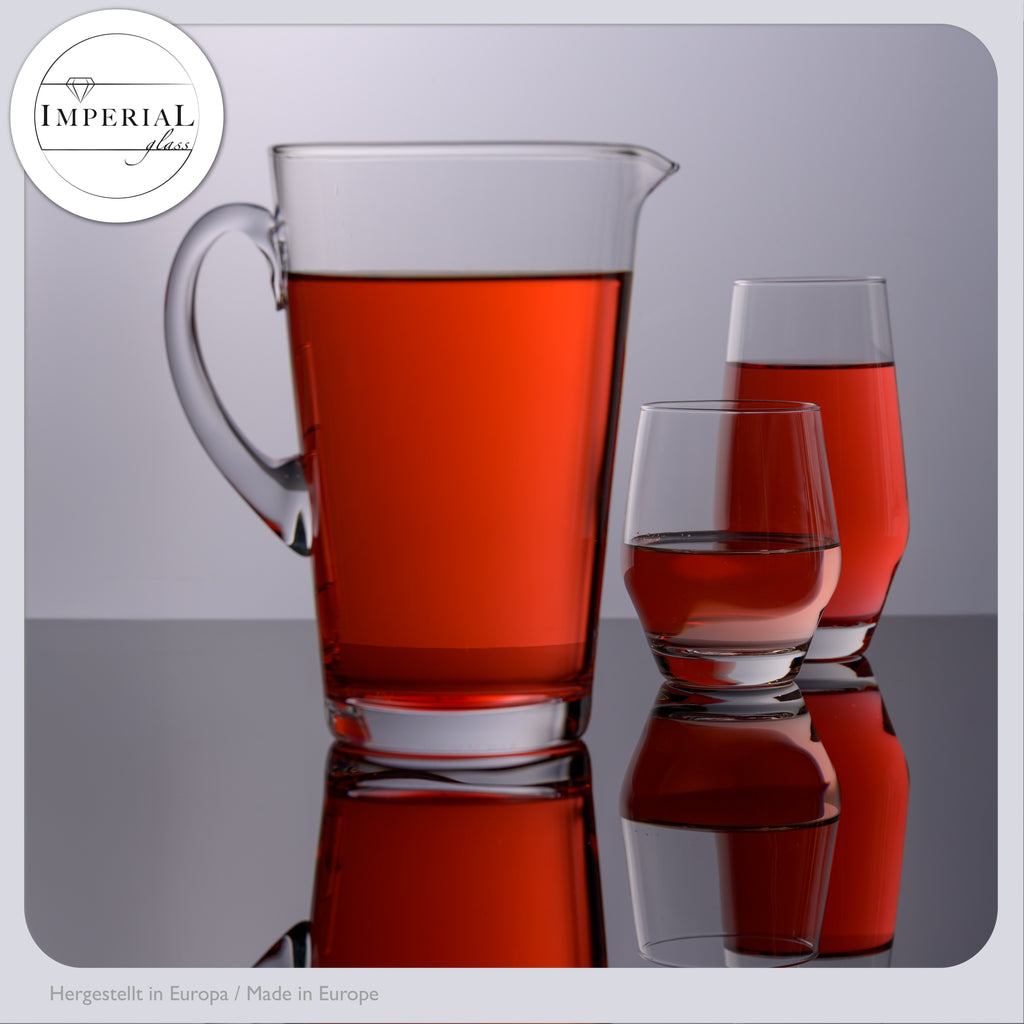 IMPERIAL Karafka i szklanki do napojów z kryształowego szkła "Rom" 1680ml / 520ml ręcznie wykonane