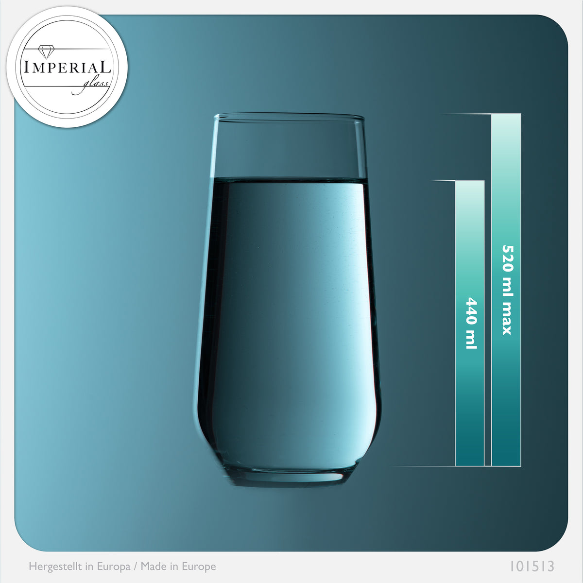 IMPERIAL glass Trinkgläser aus Glas 440ml (max. 520ml) Set 12-Teilig Getränkeglas Wassergläser
