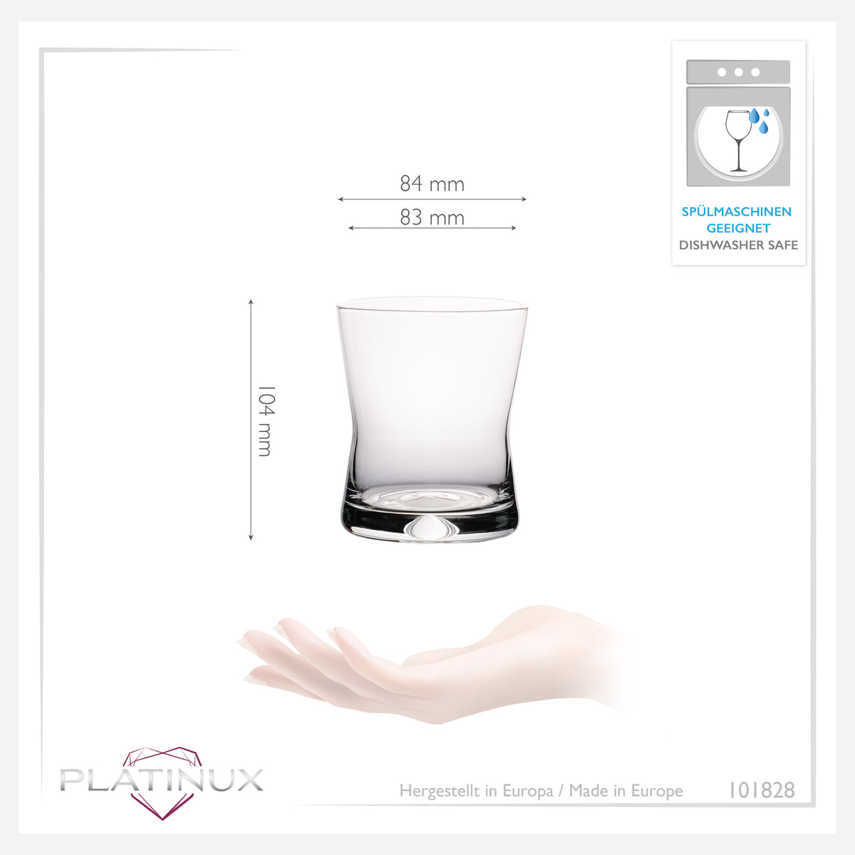 Szklanki do picia PLATINUX 290ml w kształcie litery X, zestaw 12 sztuk, szklanki do whisky ze szkła z serii „CrossLine”, można myć w zmywarce